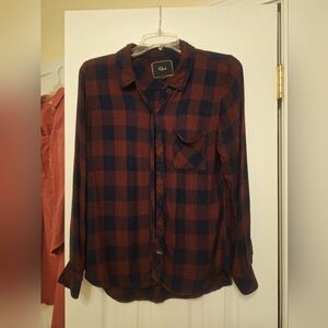 Rails Burgundy And Blue Flannel Shirt, Size MEDIUM, $188